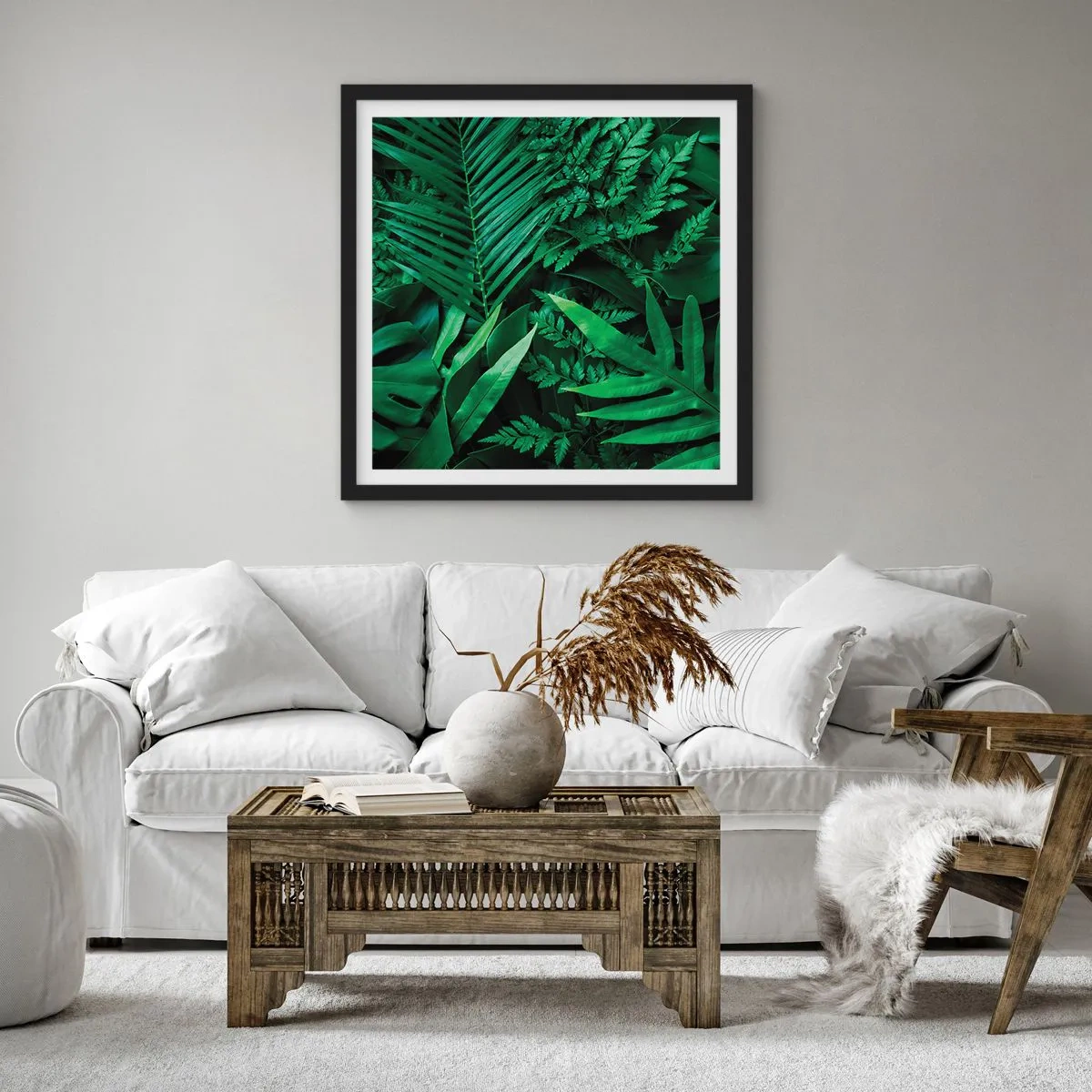 Póster en marco negro - Abrazo verde - 30x30 cm