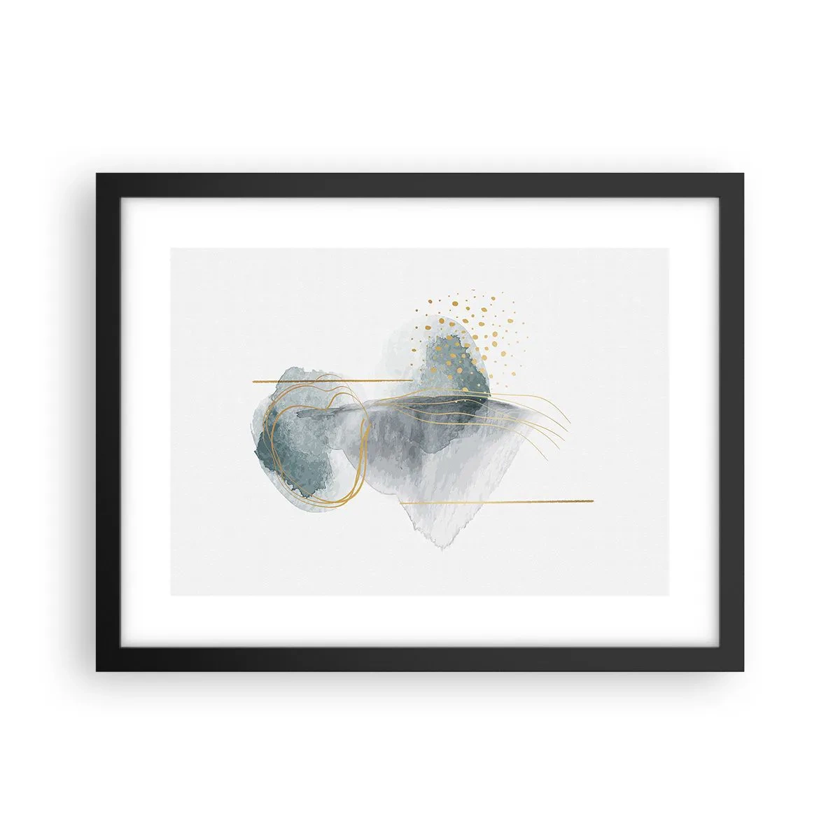 Póster en marco negro - Sobre la relación entre el gris y el oro - 40x30 cm
