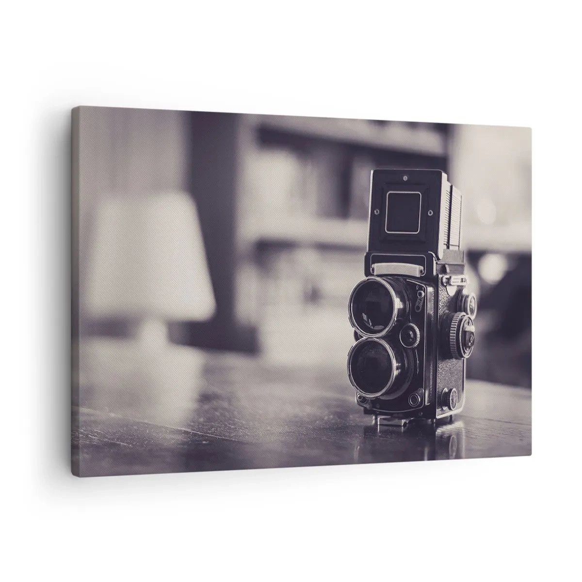 Cuadro sobre lienzo - Impresión de Imagen - Cámara antigua en blanco y negro - 70x50cm - La magia de la fotografía antigua - Decoración de pared moderna para salón y dormitorio ARTTOR