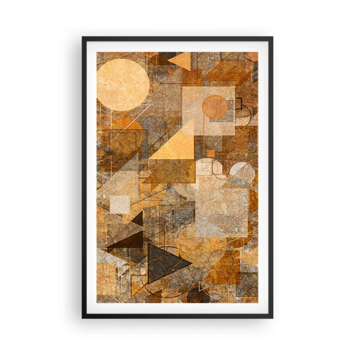 Póster en marco negro - Estudio cubista en bronce - 61x91 cm