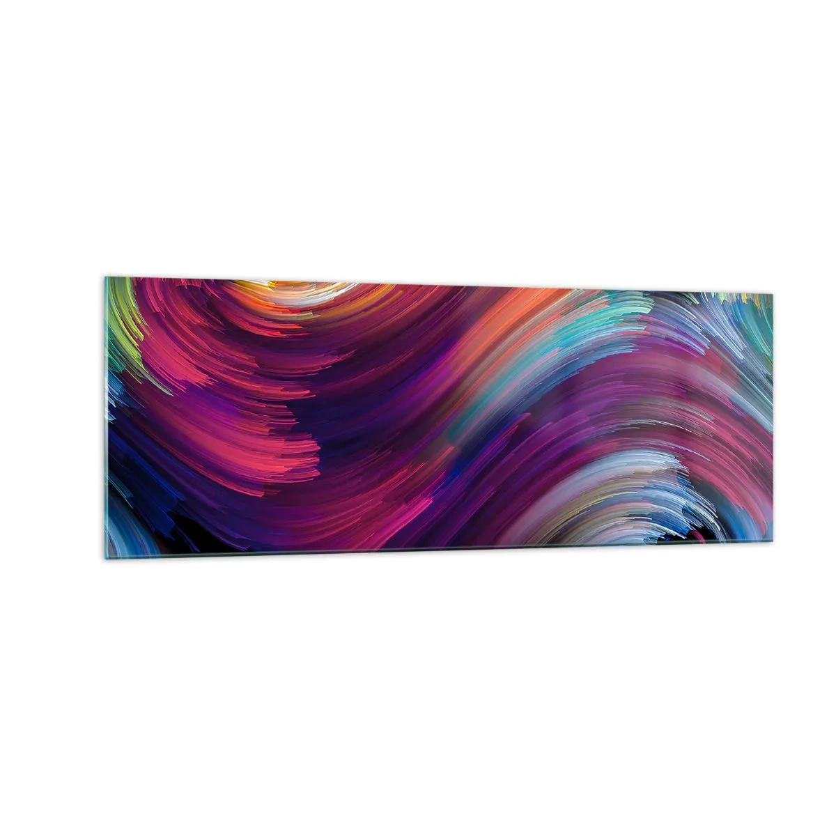 Cuadro sobre vidrio - Impresiones sobre Vidrio - Remolinos abstractos en colores vibrantes - 140x50cm - El comienzo de un nuevo mundo - Decoración de pared moderna para salón y dormitorio ARTTOR