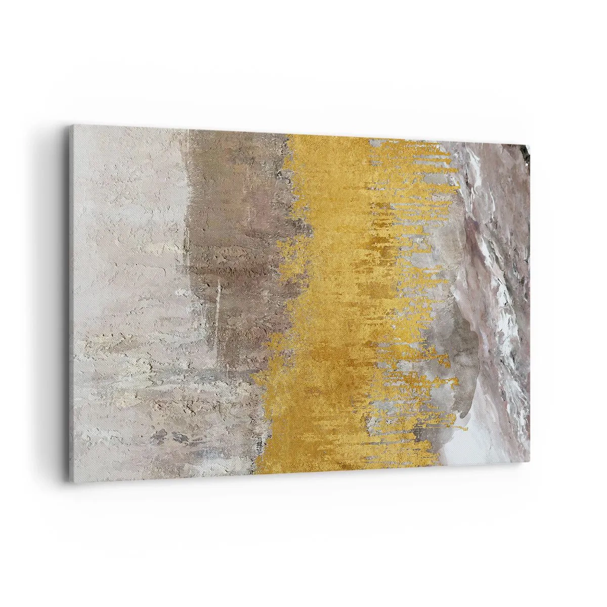 Cuadro sobre lienzo - Impresión de Imagen - Patrón abstracto dorado y beige - 120x80cm - Una ráfaga dorada - Decoración de pared moderna para salón y dormitorio ARTTOR