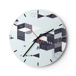 Reloj de pared - Reloj de vidrio - Patrones geométricos en blanco y negro - 30x30cm - Las matemáticas en el alma - Decoración de pared moderna para salón, cocina y dormitorio ARTTOR