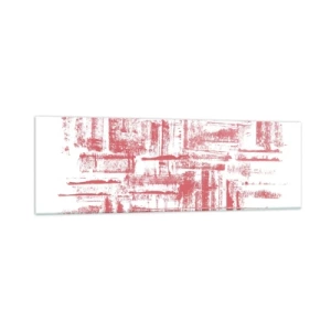 Cuadro sobre vidrio - Impresiones sobre Vidrio - Texturas abstractas de color rosa sobre fondo blanco - 160x50cm - Ciudad roja - Decoración de pared moderna para salón y dormitorio ARTTOR