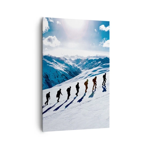 Cuadro sobre lienzo - Impresión de Imagen - Un grupo de montañeros subiendo una ladera nevada - 80x120cm - Equipo de conquistadores - Decoración de pared moderna para salón y dormitorio ARTTOR