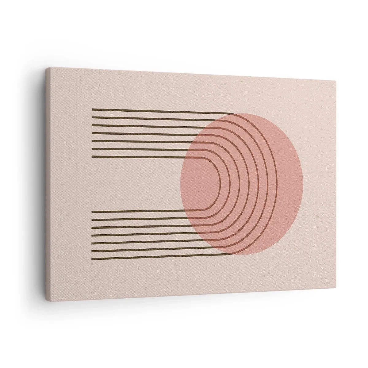 Cuadro sobre lienzo - Impresión de Imagen - Motivo abstracto con círculo rosa y líneas. - 70x50cm - Atracción irresistible - Decoración de pared moderna para salón y dormitorio ARTTOR