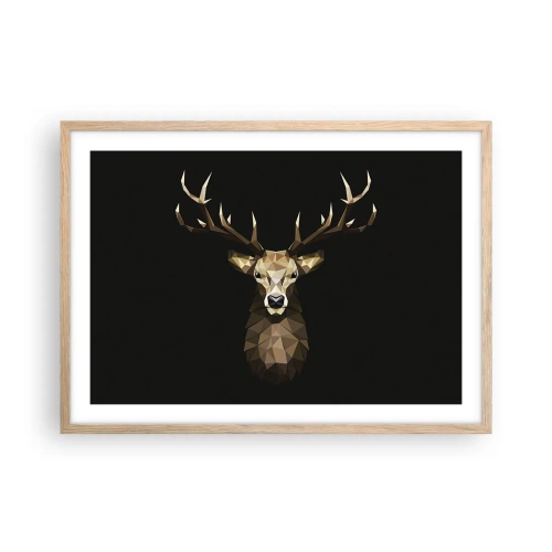 Póster en marco roble claro - Ciervo cubista - 70x50 cm