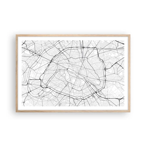 Póster en marco roble claro - Flor de París - 91x61 cm