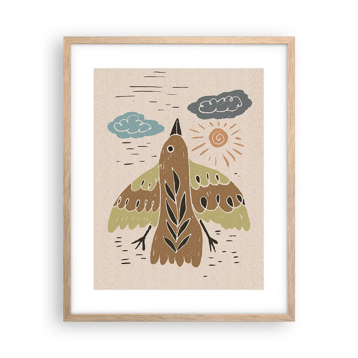 Póster en marco roble claro - Vuelo alegre - 40x50 cm
