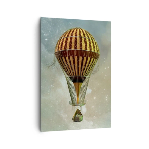 Cuadro sobre lienzo - Impresión de Imagen - Un globo aerostático flotando entre las nubes. - 70x100cm - Vuelos pioneros - Decoración de pared moderna para salón y dormitorio ARTTOR