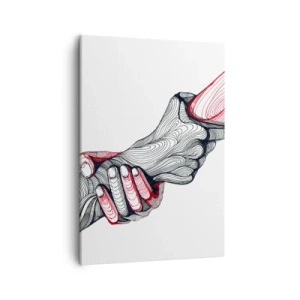 Cuadro sobre lienzo - Impresión de Imagen - Manos artísticas abrazándose en un estilo minimalista. - 50x70cm - Estás en buenas manos - Decoración de pared moderna para salón y dormitorio ARTTOR