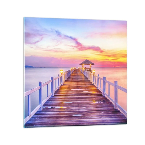 Cuadro sobre vidrio - Impresiones sobre Vidrio - El silencio lila-dorado de la tarde - 50x50 cm