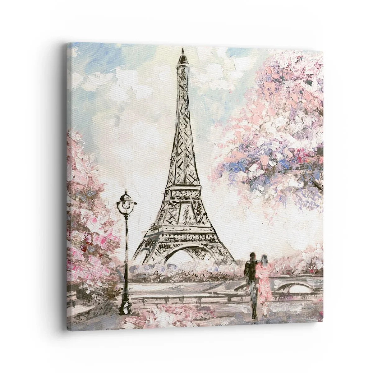Cuadro sobre lienzo - Impresión de Imagen - Un paseo por París en abril - 40x40 cm