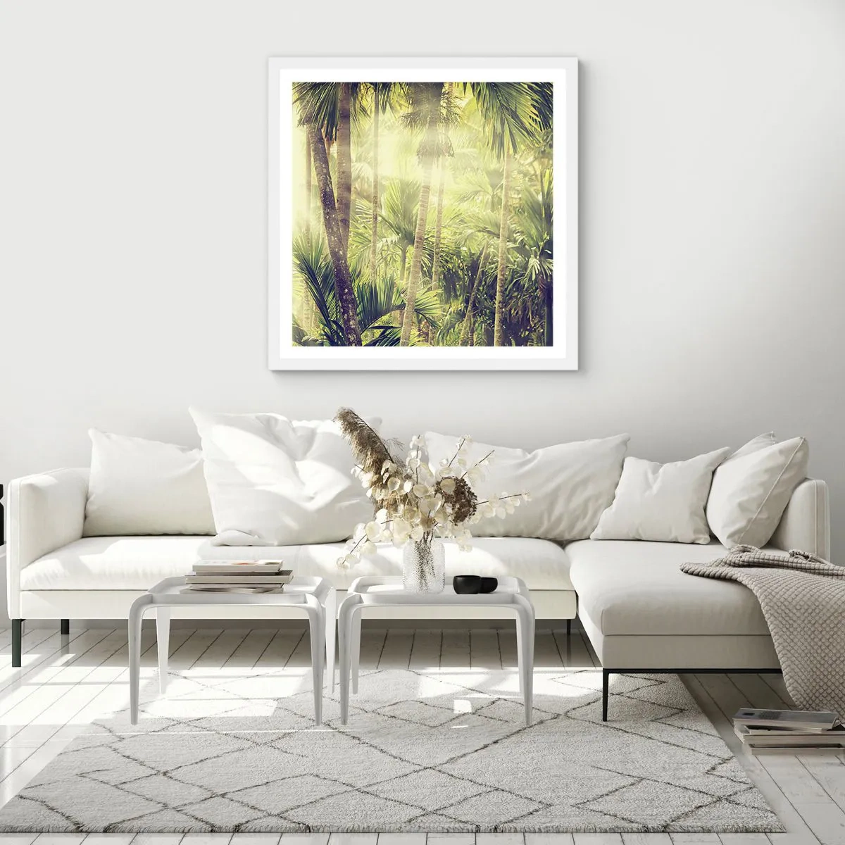 Póster en marco blanco - En el cálido verde - 30x30 cm