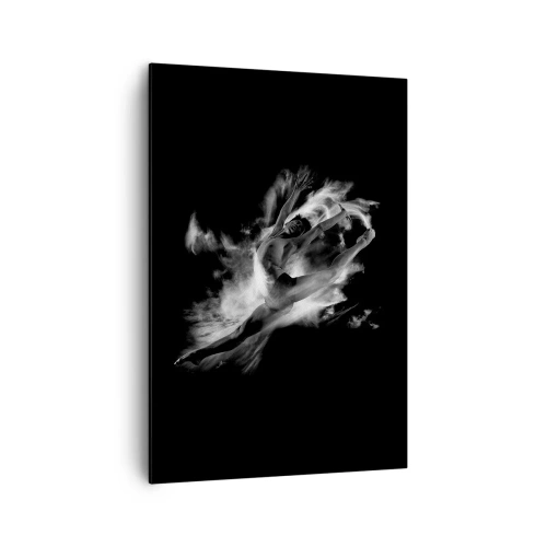 Cuadro sobre lienzo - Impresión de Imagen - Una bailarina en una pose dinámica sobre un fondo negro. - 70x100cm - El arte del vuelo - Decoración de pared moderna para salón y dormitorio ARTTOR