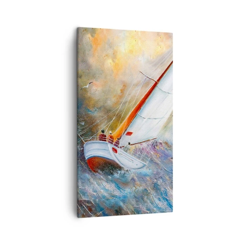 Cuadro sobre lienzo - Impresión de Imagen - Surcando las olas - 45x80 cm
