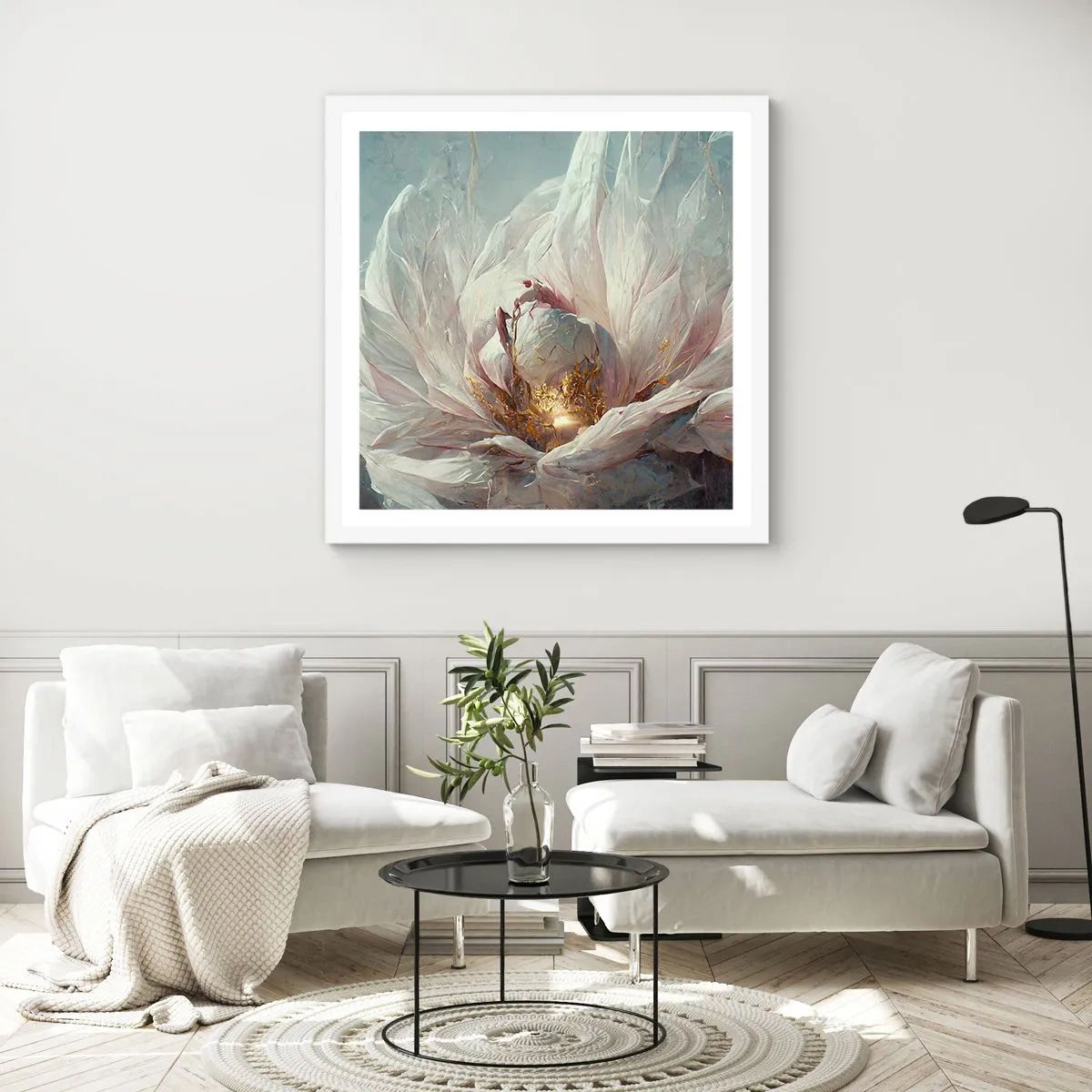 Póster en marco blanco - Florece una vez cada cien años - 40x40 cm