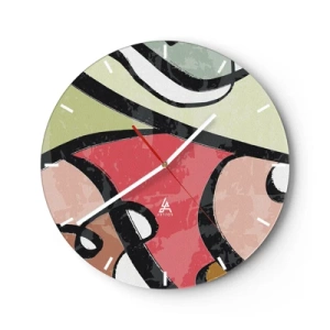 Reloj de pared - Reloj de vidrio - Formas abstractas coloridas en tonos pastel. - 30x30cm - Piruetas entre colores - Decoración de pared moderna para salón, cocina y dormitorio ARTTOR
