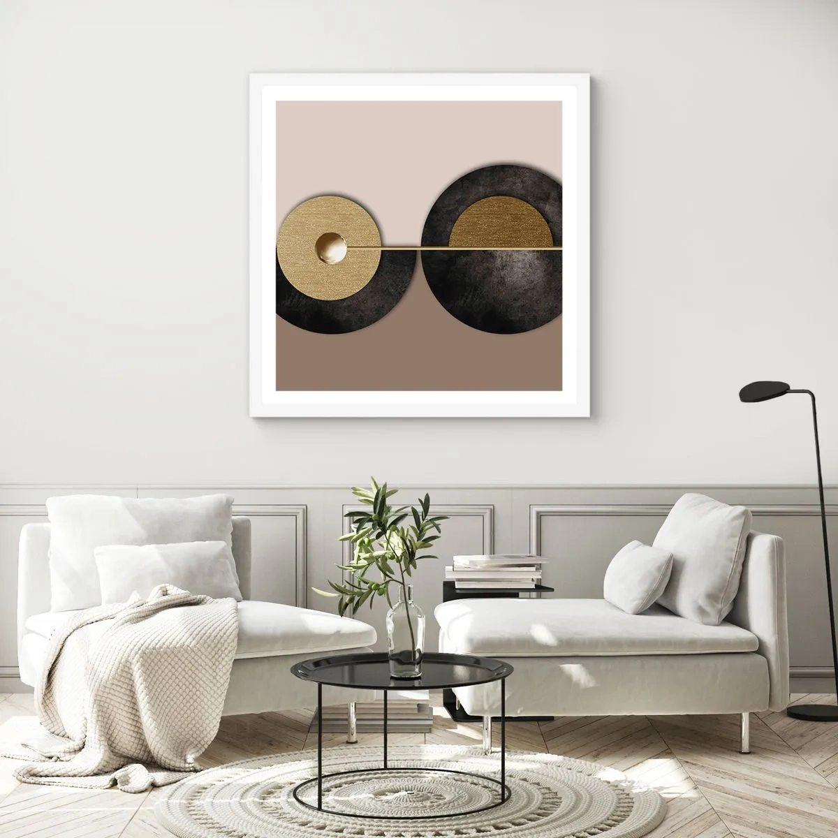 Póster en marco blanco - Variaciones en torno a un círculo - 30x30 cm