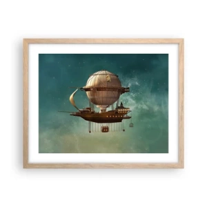 Póster en marco roble claro - Julio Verne saluda - 50x40 cm