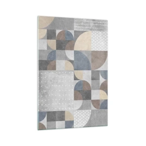 Cuadro sobre vidrio - Impresiones sobre Vidrio - Patrón geométrico en tonos pastel - 70x100cm - Fantasía cerámica - Decoración de pared moderna para salón y dormitorio ARTTOR