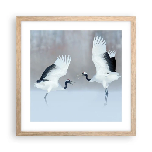 Póster en marco roble claro - Danza en la niebla - 40x40 cm