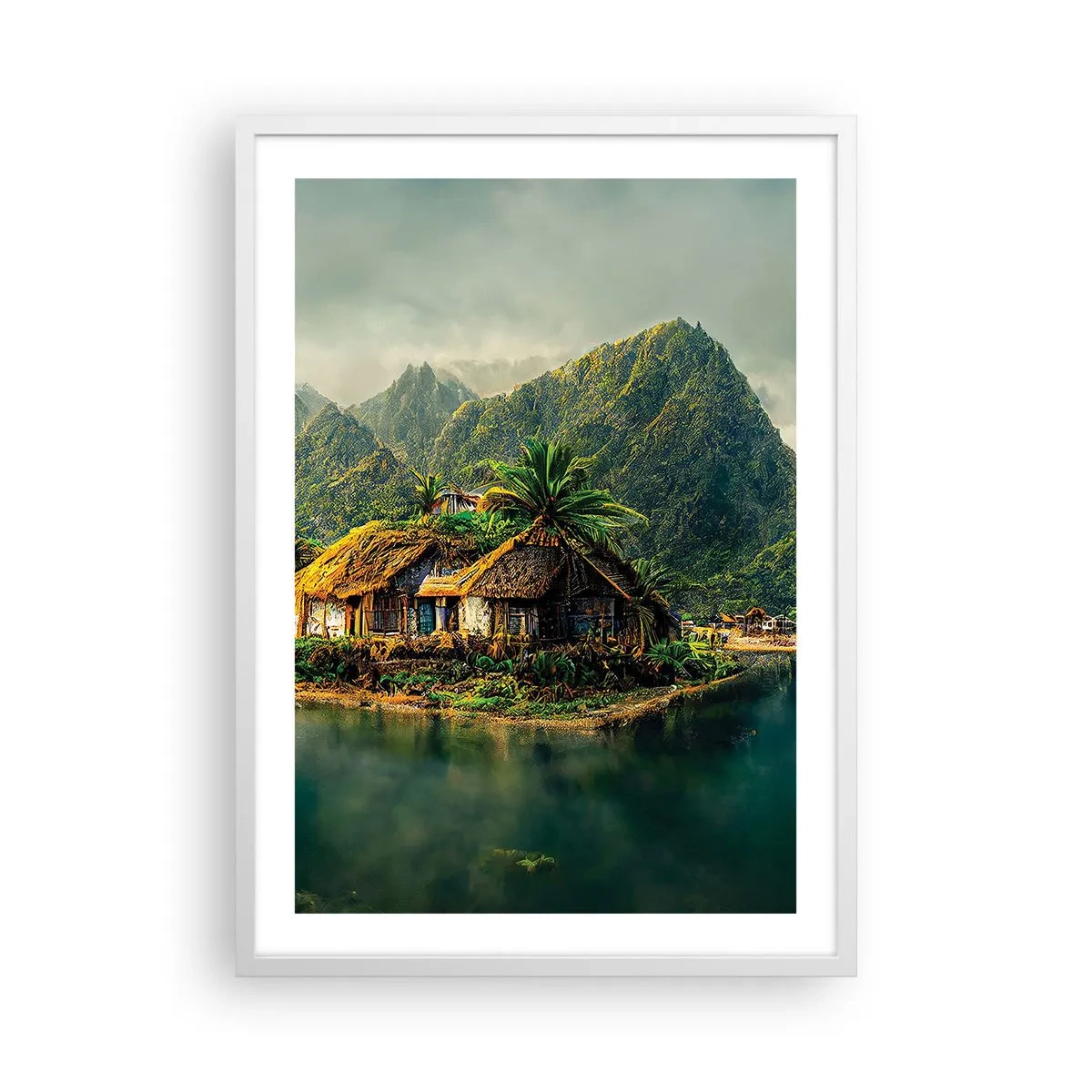 Póster en marco blanco - Paraíso tropical - 50x70 cm