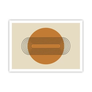 Póster - Patrón geométrico con círculos y líneas naranjas. - 100x70cm - El plan perfecto - Decoración de pared moderna para salón y dormitorio ARTTOR