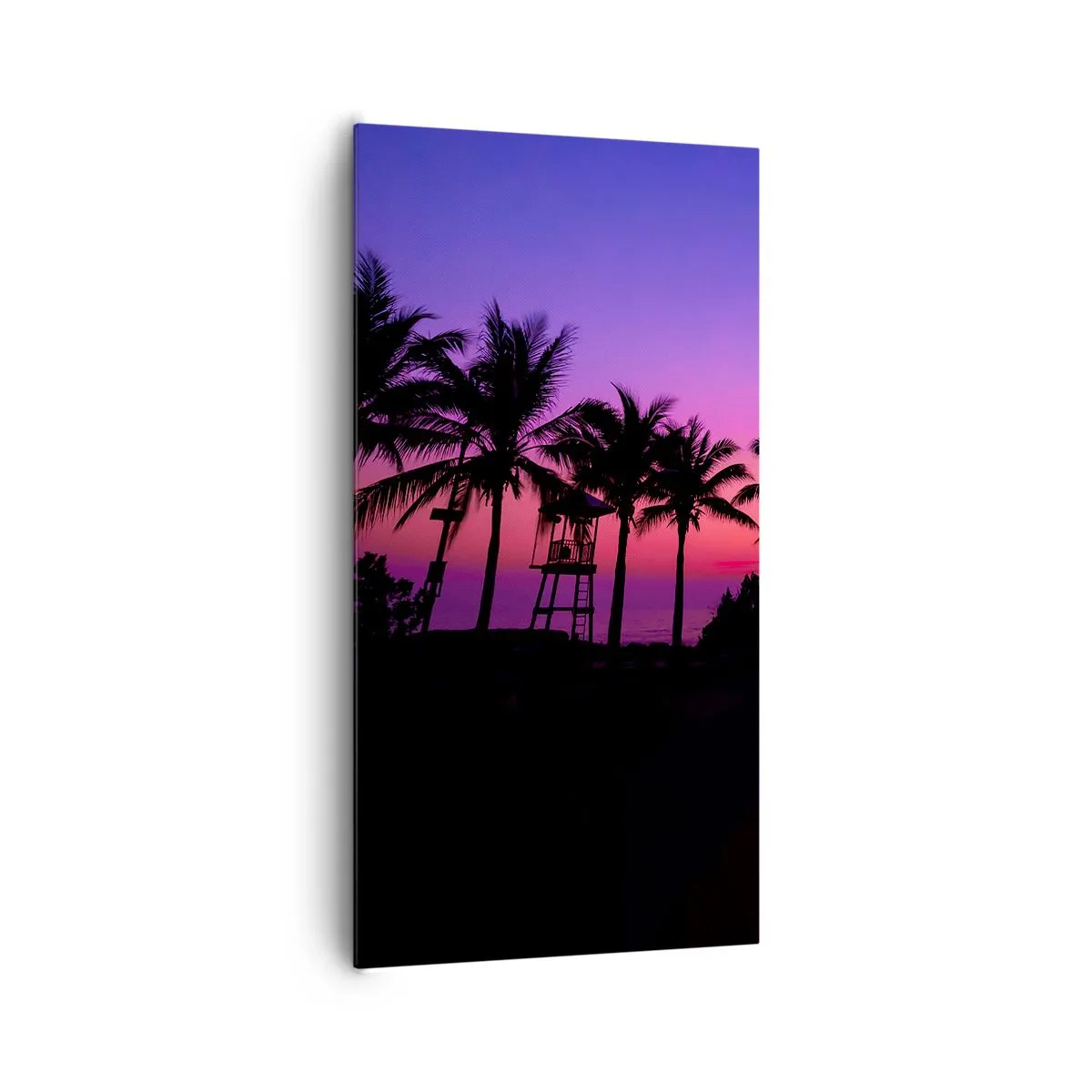 Cuadro sobre lienzo - Impresión de Imagen - Atardecer bajo las palmeras - 65x120 cm