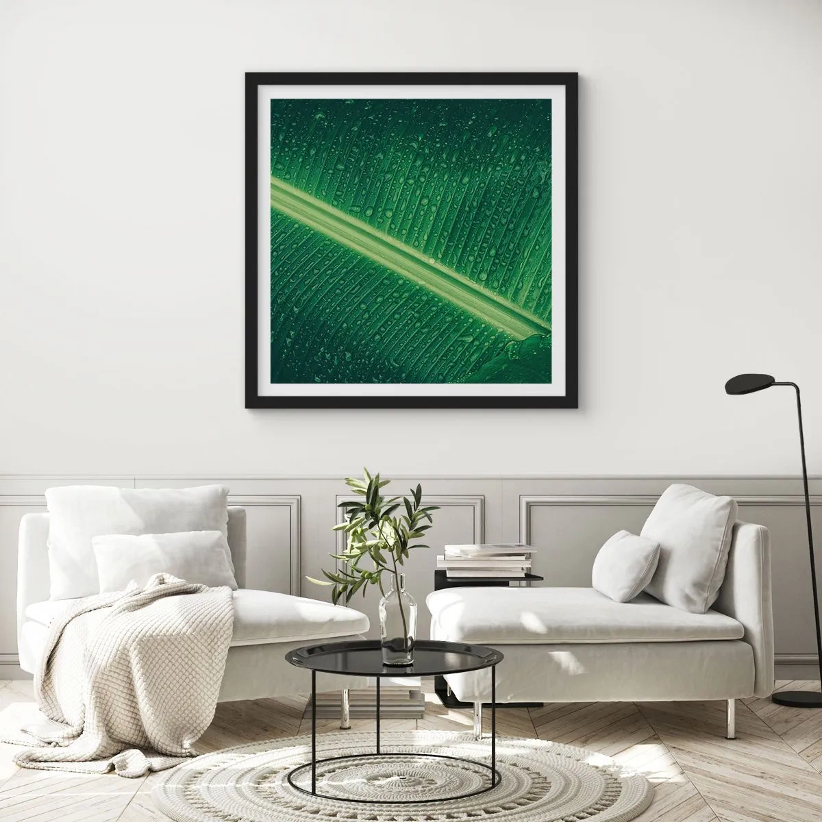 Póster en marco negro - Estructura del verde - 30x30 cm
