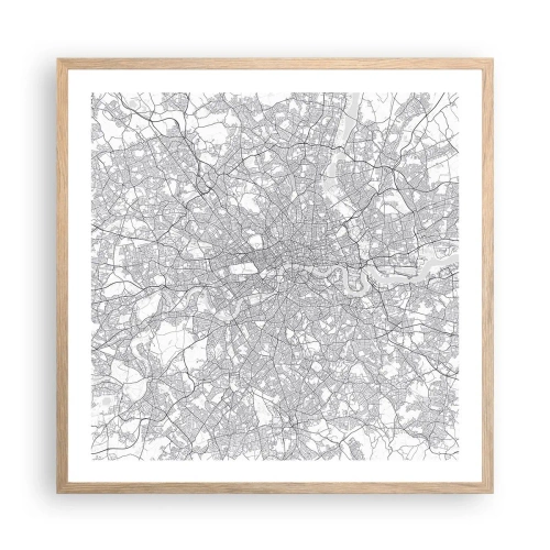 Póster en marco roble claro - Un mapa del laberinto de Londres - 60x60 cm