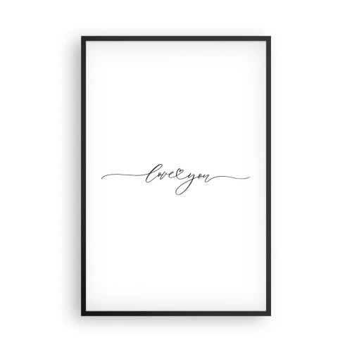 Póster en marco negro - Negro sobre blanco - 61x91 cm