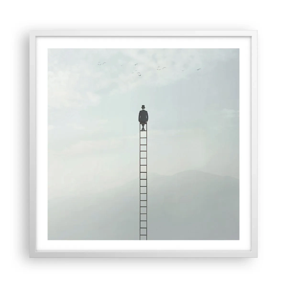 Póster en marco blanco - Hacia lo más alto - 60x60 cm