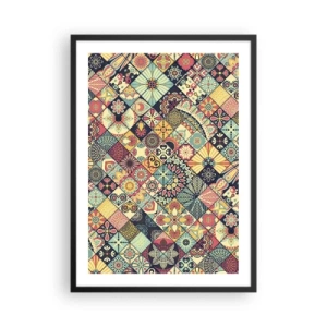 Póster en marco negro - Patrón colorido estilo mosaico - 50x70cm - Clima marroquí - Decoración de pared moderna para salón y dormitorio ARTTOR