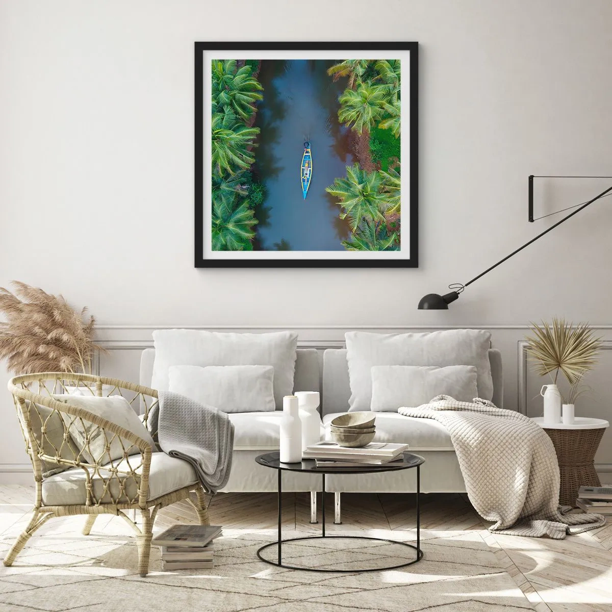 Póster en marco negro - En un sendero tropical - 30x30 cm