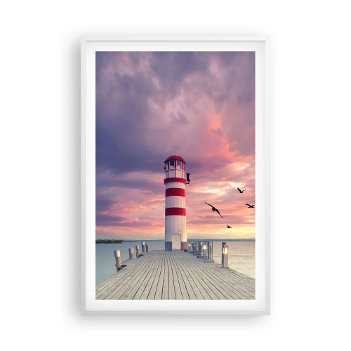 Póster en marco blanco - Hora de ir al puerto - 61x91 cm