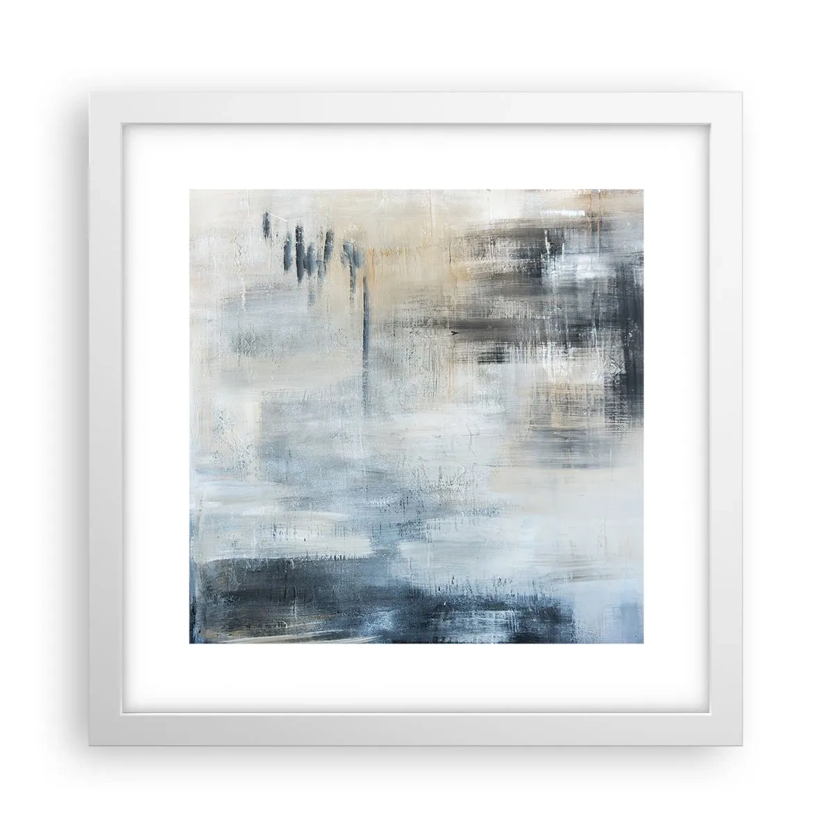 Póster en marco blanco - Detrás de un velo azul - 30x30 cm