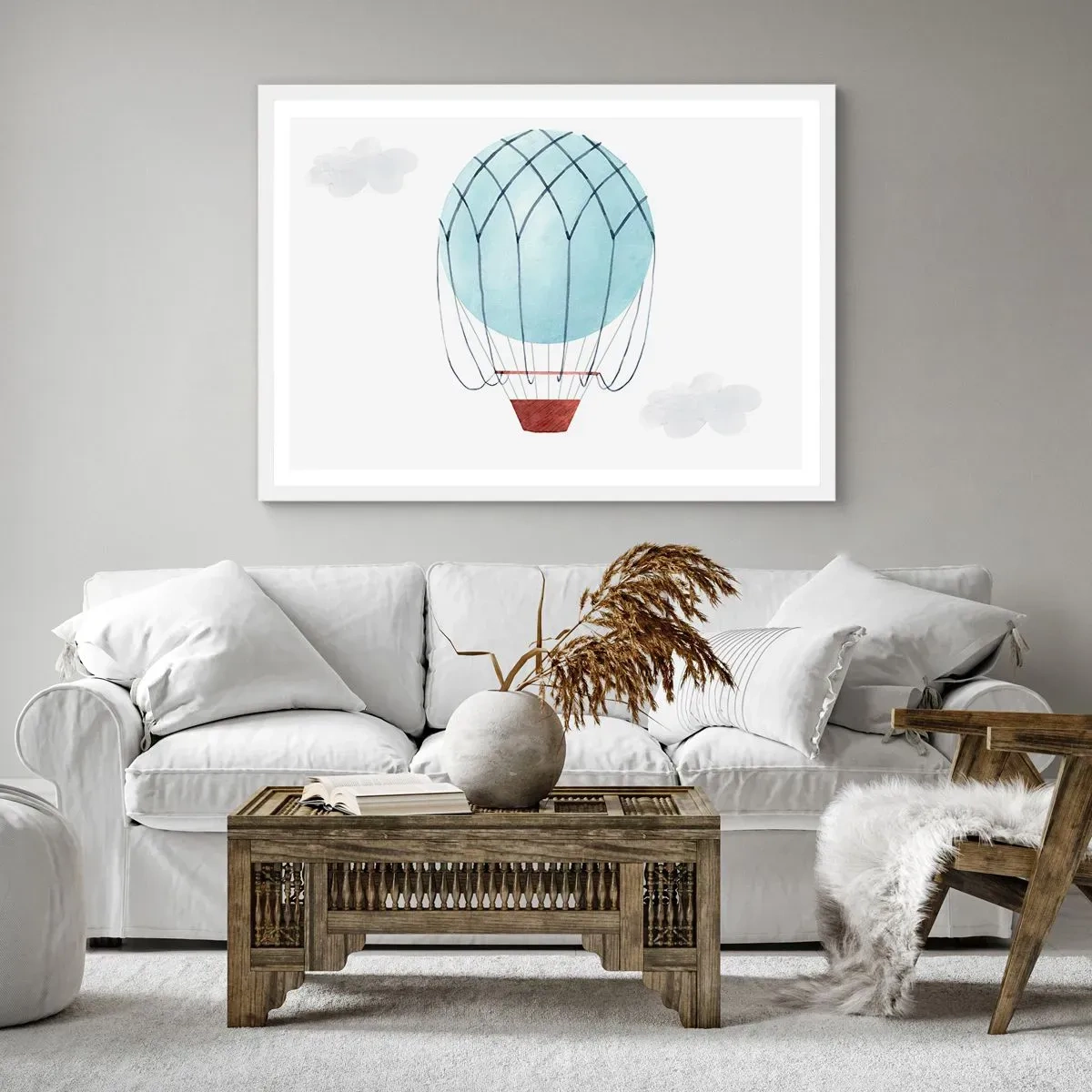 Póster en marco blanco - Acariciando las nubes - 100x70 cm