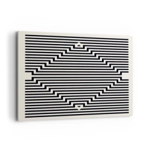 Cuadro sobre lienzo - Impresión de Imagen - Líneas blancas y negras que crean un efecto de ilusión geométrica. - 120x80cm - Ilusión geométrica - Decoración de pared moderna para salón y dormitorio ARTTOR
