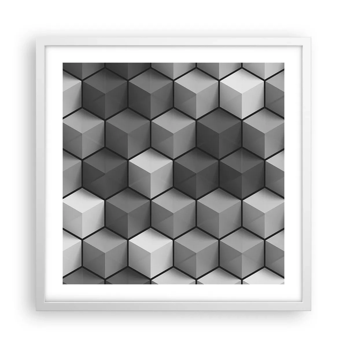 Póster en marco blanco - Rompecabezas cubista - 50x50 cm