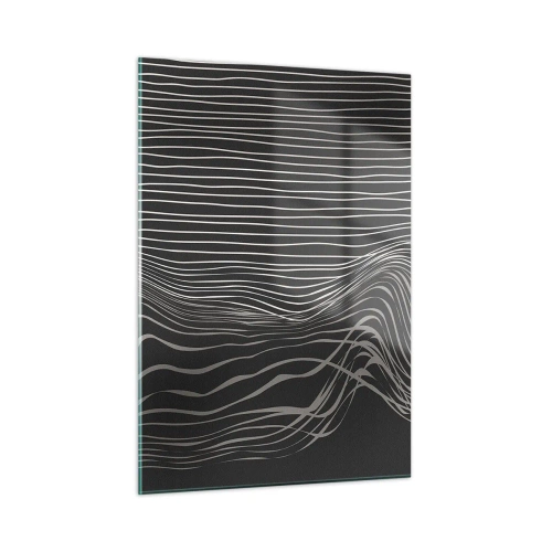 Cuadro sobre vidrio - Impresiones sobre Vidrio - Líneas delicadas en un arreglo abstracto sobre un fondo oscuro. - 50x70cm - Ritmo y acento - Decoración de pared moderna para salón y dormitorio ARTTOR
