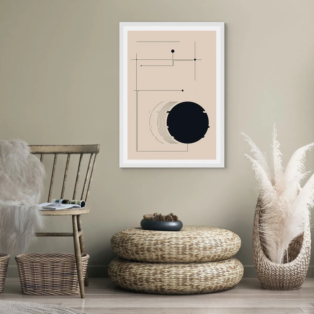 Póster en marco blanco - Composición elástica y dinámica - 61x91 cm