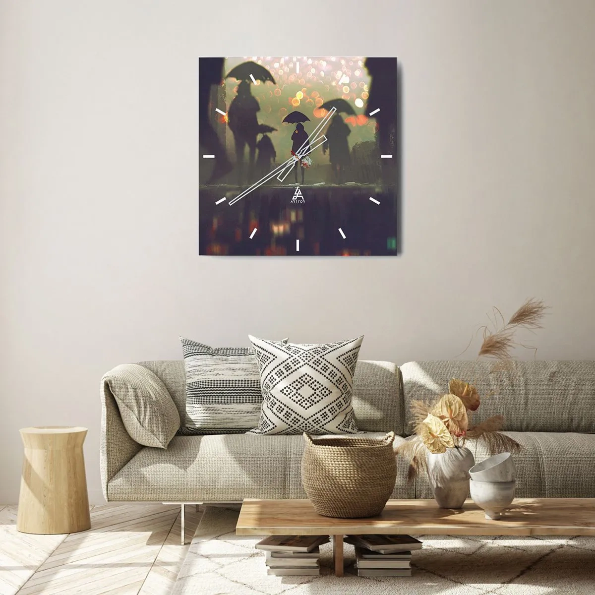 Reloj de pared - Reloj de vidrio - Desde la perspectiva de una gota de lluvia - 30x30 cm