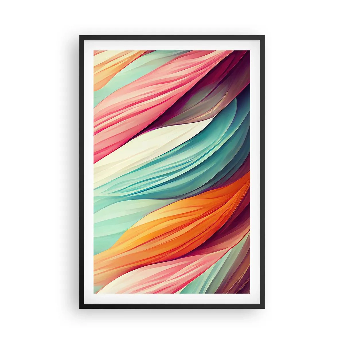 Póster en marco negro - Tejido arco iris - 61x91 cm