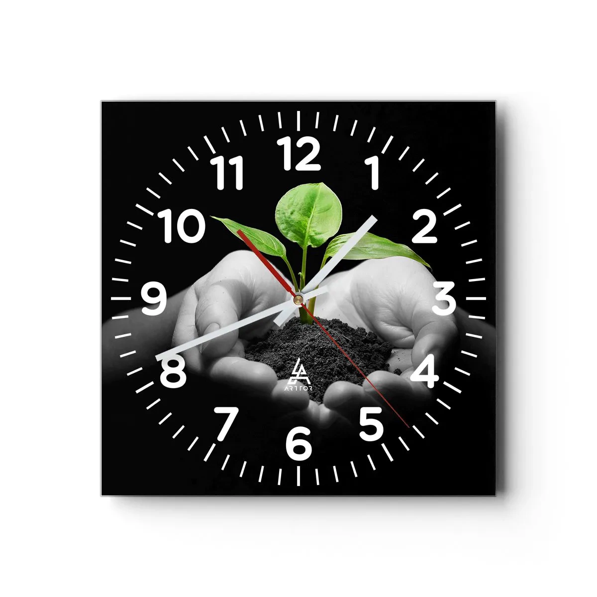 Reloj de pared - Reloj de vidrio - Amo la naturaleza, la protejo - 30x30 cm