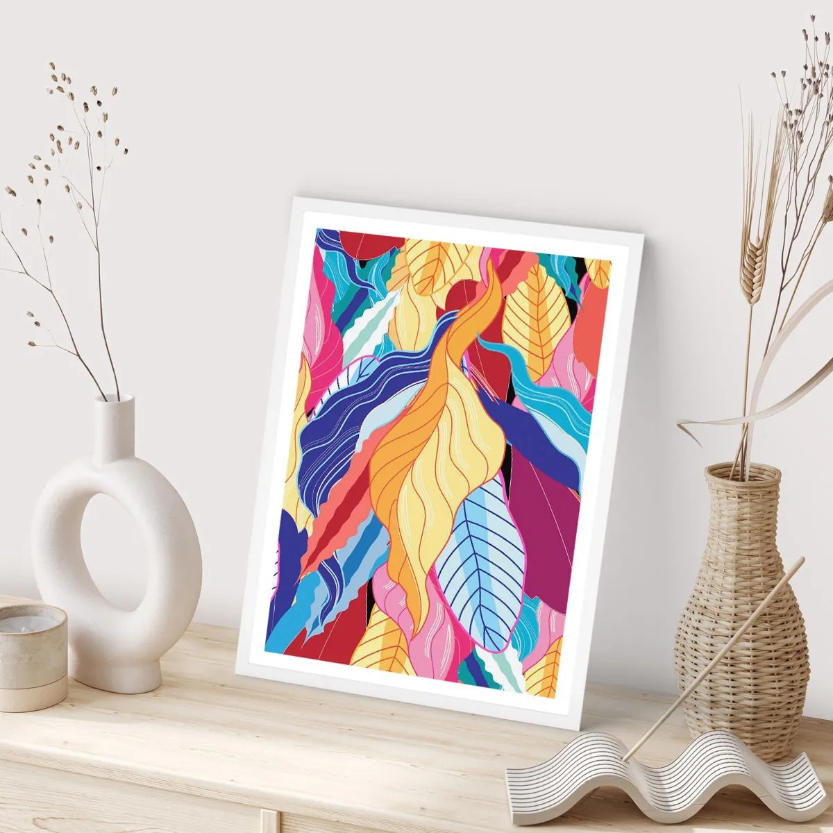 Póster en marco blanco - Desorden colorido - 61x91 cm