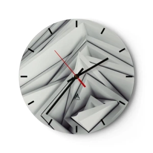 Reloj de pared - Reloj de vidrio - Formas geométricas tridimensionales en tonos de gris. - 30x30cm - Ángulos afilados - Decoración de pared moderna para salón, cocina y dormitorio ARTTOR