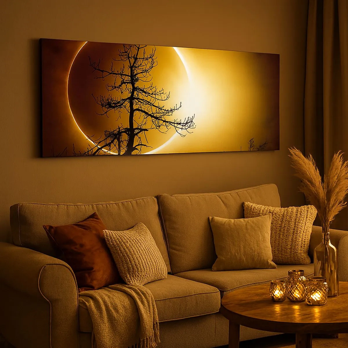 Cuadro sobre lienzo - Impresión de Imagen - Eclipse total - 100x40 cm