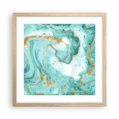 Póster en marco roble claro - Bajo la gran ola del periodo Edo - 40x40 cm