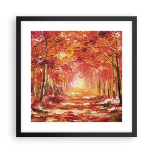 Póster en marco negro - Bosque de cobre - 40x40 cm